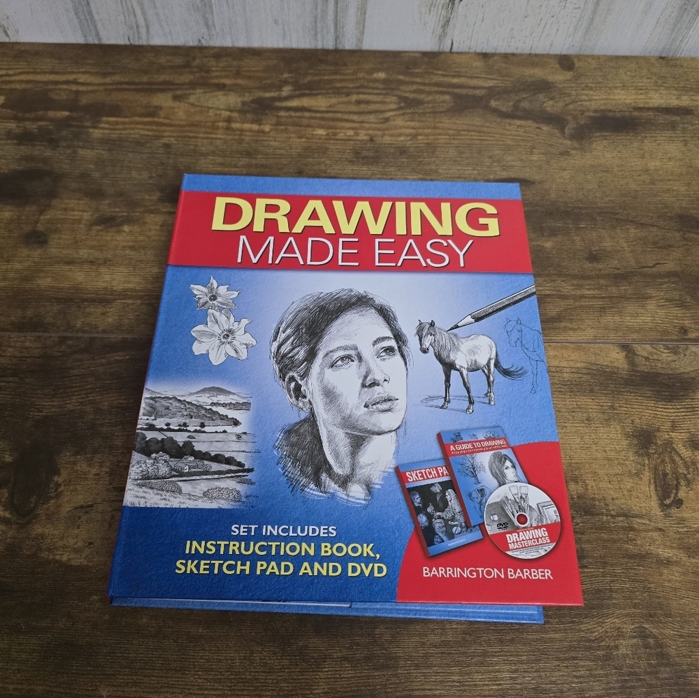 New Never Used Drawing Made Easy Set, Guide To Drawing, Sketch Pad And Dvd